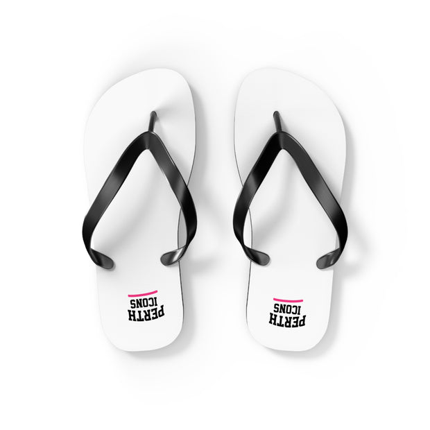 Custom White Flip Flops with Minimal Logo