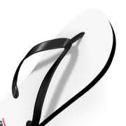 Custom White Flip Flops with Minimal Logo