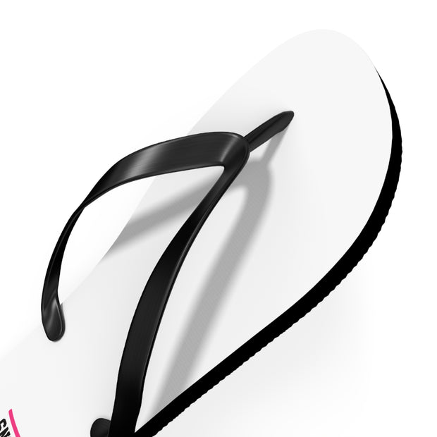 Custom White Flip Flops with Minimal Logo