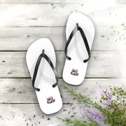 Custom White Flip Flops with Minimal Logo