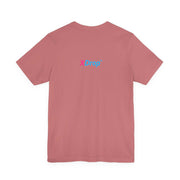 Unisex jersey short sleeve tee in rose pink with xDrop logo on back, made from premium breathable cotton with retail fit and tear-away label.