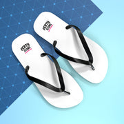 Custom White Flip Flops with Minimal Logo