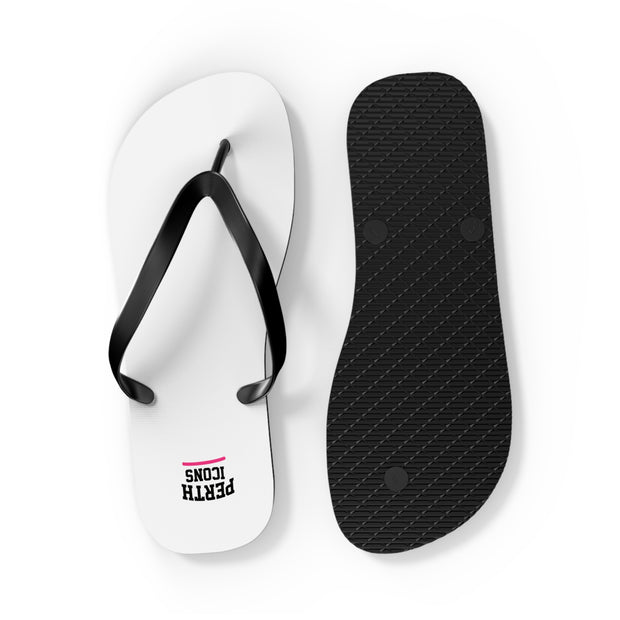 Custom White Flip Flops with Minimal Logo