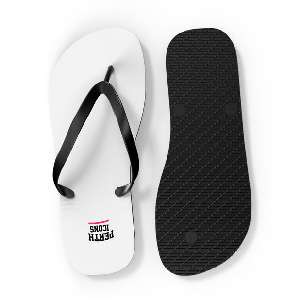 Custom White Flip Flops with Minimal Logo