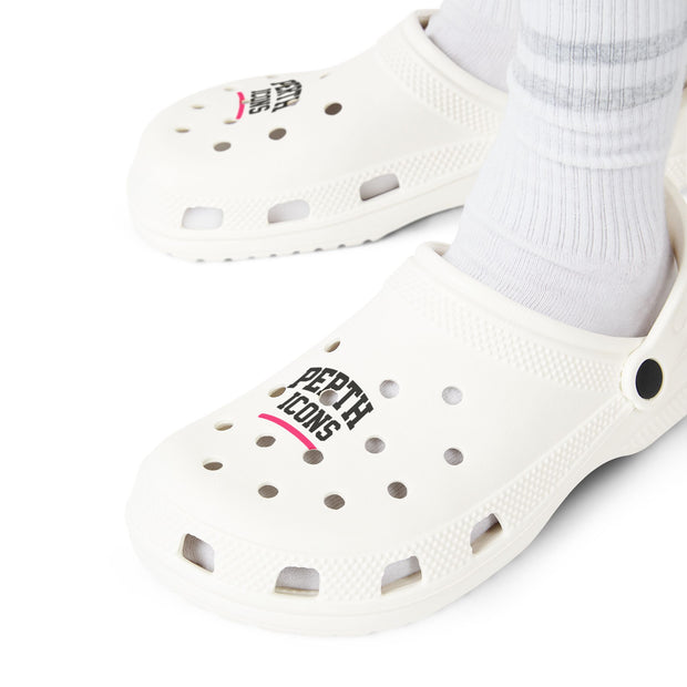 White EVA Foam Clogs with “Petty Icon” Graphic