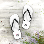 Custom White Flip Flops with Minimal Logo
