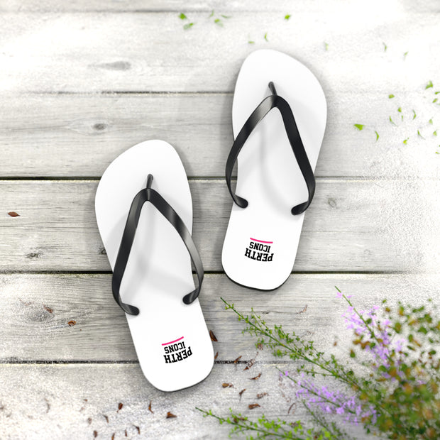 Custom White Flip Flops with Minimal Logo