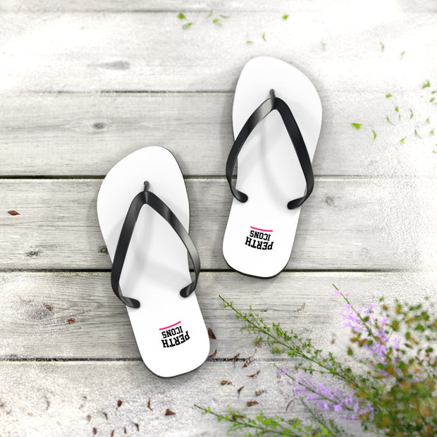Custom White Flip Flops with Minimal Logo