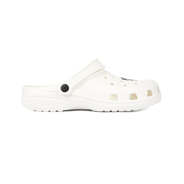 White EVA Foam Clogs with “Petty Icon” Graphic