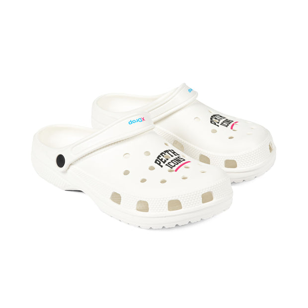 White EVA Foam Clogs with “Petty Icon” Graphic