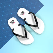 Custom White Flip Flops with Minimal Logo
