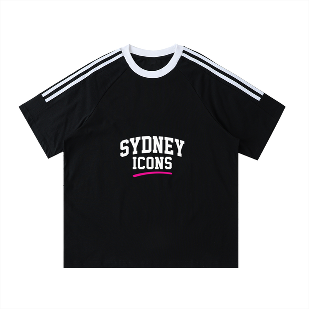 xdrop, menswear, contrasttape,crewnecktee, streetwearau, aus,relaxedfit, sportylook, cotton,aussiebrand, summerfit, modern,dropfashion