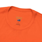 Orange unisex jersey short sleeve tee made of premium 100% cotton, designed in Australia with a retail fit and tear-away label for comfort