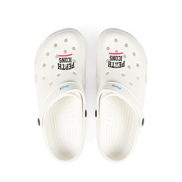White EVA Foam Clogs with “Petty Icon” Graphic