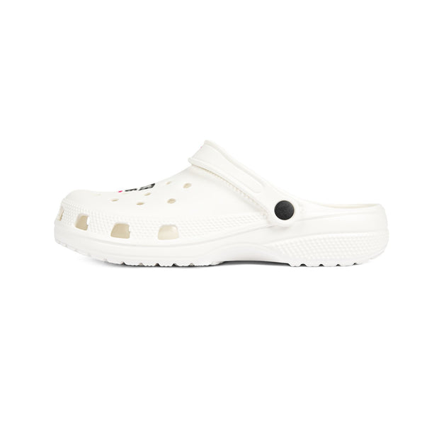 White EVA Foam Clogs with “Petty Icon” Graphic
