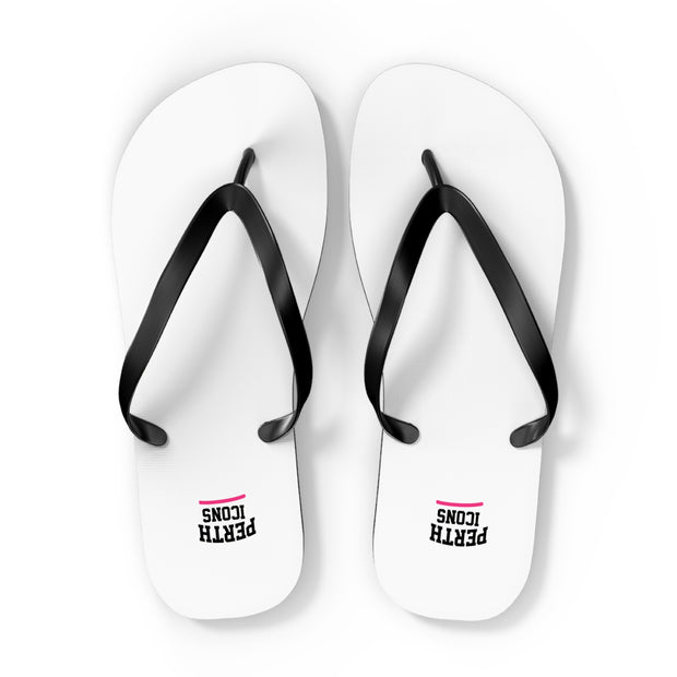 Custom White Flip Flops with Minimal Logo