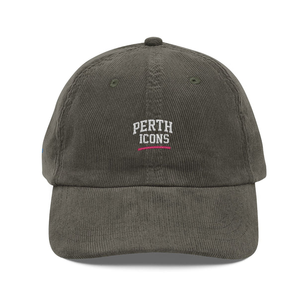 Vintage Corduroy Embroidered Retro 'Perth' Logo