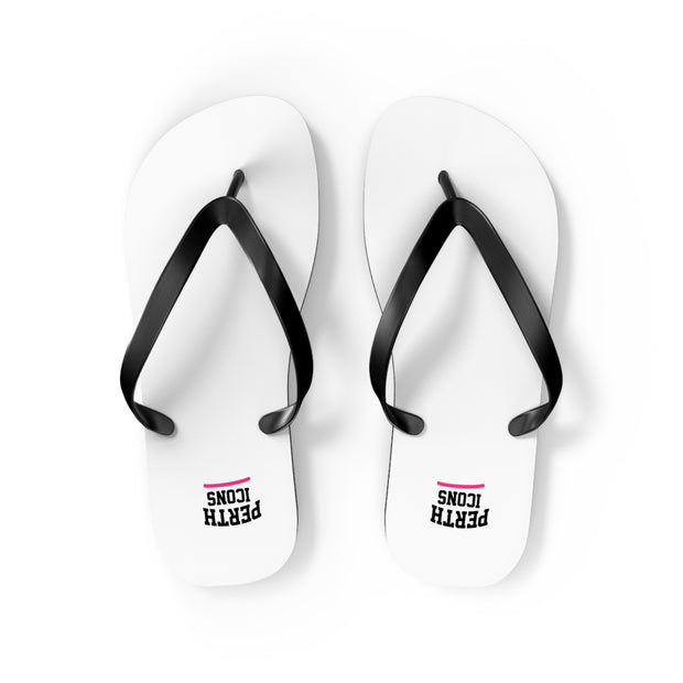 Custom White Flip Flops with Minimal Logo