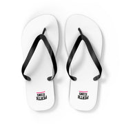 Custom White Flip Flops with Minimal Logo