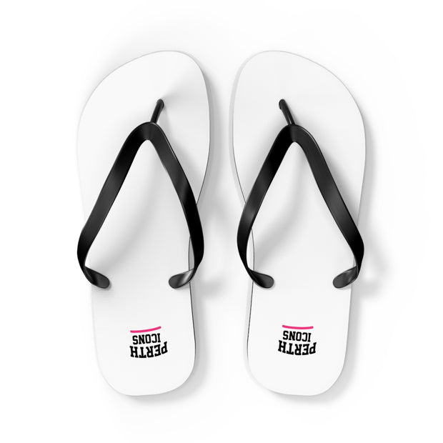 Custom White Flip Flops with Minimal Logo