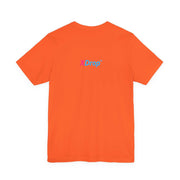 Unisex jersey short sleeve tee in orange with xDrop logo, made from premium 100% cotton, lightweight and breathable with retail fit and tear-away label.