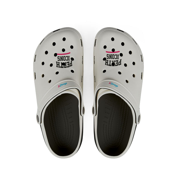 White EVA Foam Clogs with “Petty Icon” Graphic