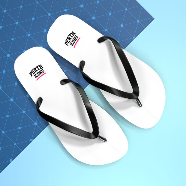 Custom White Flip Flops with Minimal Logo