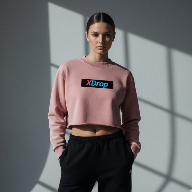 Core Snow Washed Raw Edge Cropped Sweatshirt