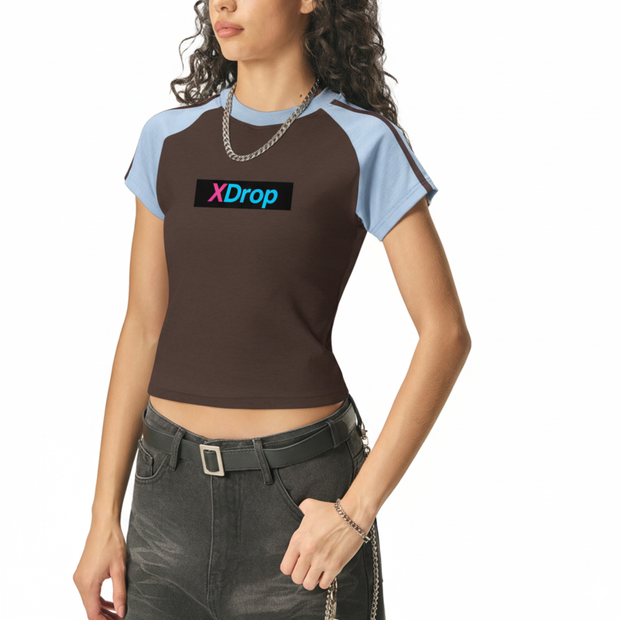 Core Contrast Stripes Bodycon Raglan T-Shirt