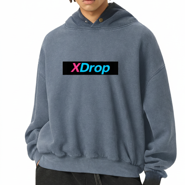 Core Frayed Enzyme Washed Fleece Hoodie