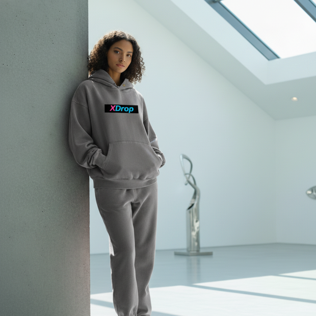 Core Frayed Enzyme Washed Fleece Hoodie