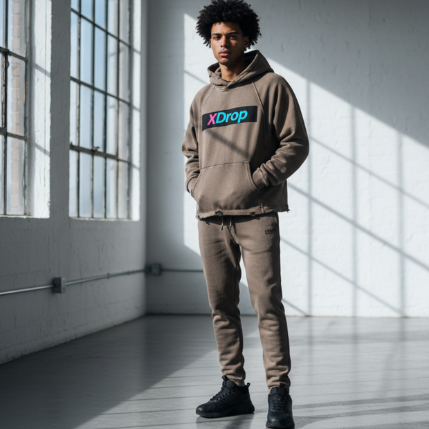 Core Vintage Washed Frayed-Hem Hoodie