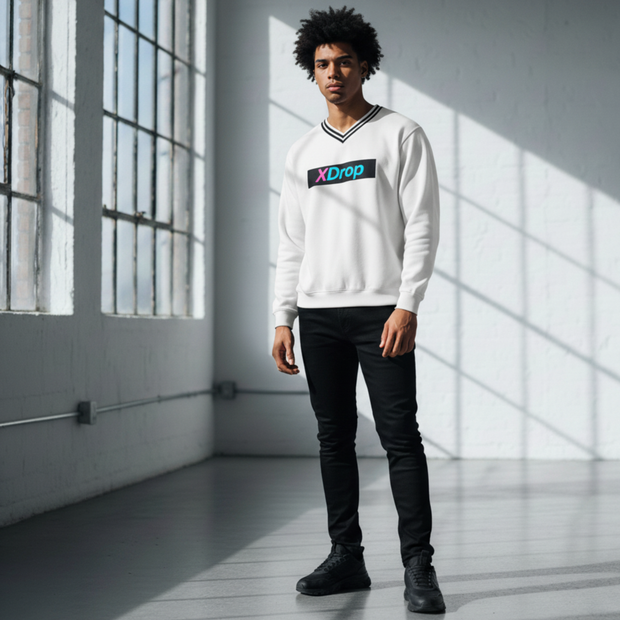 Core V-Neck Contrast Collar Boxy Sweatshirt