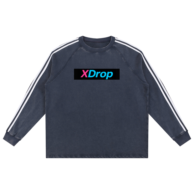 mens, menswear, limitededition,core collection, contrast tape,snow wash sweater, xdrop core,,cotton sweatshirt, unisex stre,raglan sleeve, oversized fit, ,men’s streetwear, everyday ess