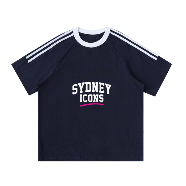 xdrop, menswear, contrasttape,crewnecktee, streetwearau, aus,relaxedfit, sportylook, cotton,aussiebrand, summerfit, modern,dropfashion