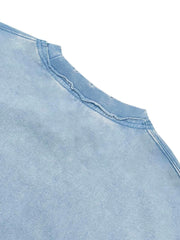 Snow Washed Raw-Edge Neckline T-Shirt
