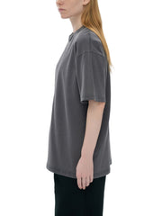 Snow Washed Raw-Edge Neckline T-Shirt
