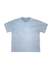 Snow Washed Raw-Edge Neckline T-Shirt