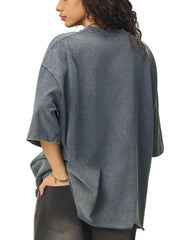Snow Wash Raw-Hem Boxy T-shirt