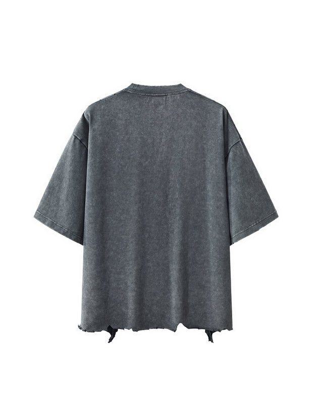 Snow Wash Raw-Hem Boxy T-shirt